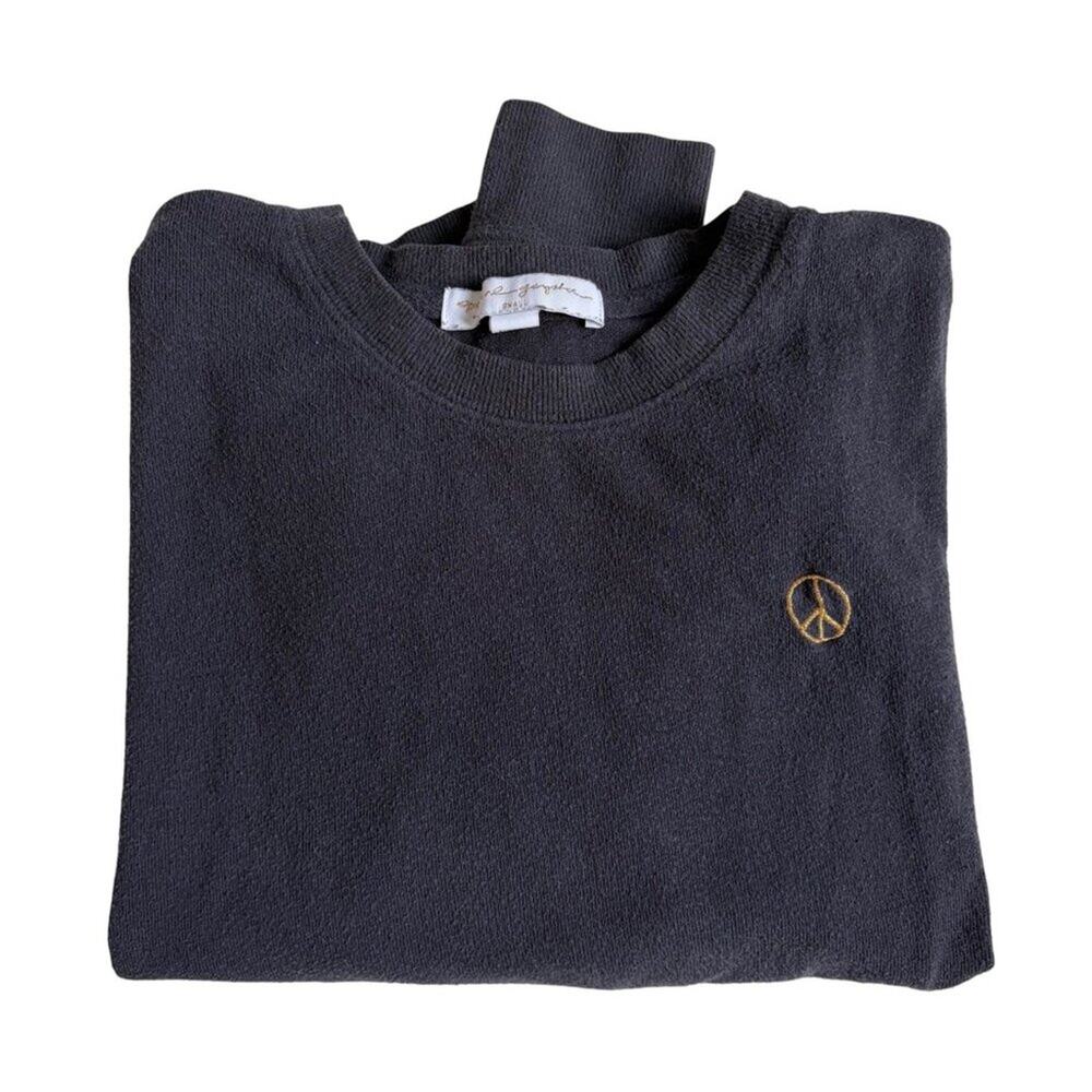 Spiritual Gangster Cropped Sweatshirt with Embroidered Peace Sign (Grey) - Small